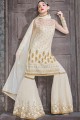 Net Sharara Suits in off White with Net