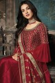 Anarkali Suits in Red Art Silk with Art Silk