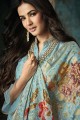 sky Blue Anarkali Suits with Art Silk Art Silk
