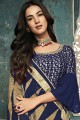 Royal Blue Art Silk Anarkali Suits with Art Silk