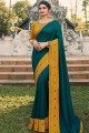 Teal Blue Saree in Chiffon with Embroidered