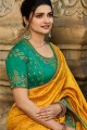 Chiffon Saree with Embroidered in Mustard Yellow