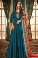 Blue Georgette and satin Gown Dress