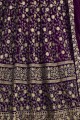 Dark Purple Georgette Churidar Anarkali Suits with Georgette
