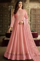 Silk Pink Anarkali Suits dupattta