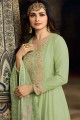 Silk Anarkali Suits in Light Green with Silk