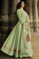 Silk Anarkali Suits in Light Green with Silk