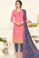Enticing Silk Salwar Kameez in Pink with dupatta