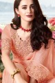 Impressive Saree in Peach Silk with Embroidered