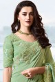 Green Silk & Tissue Embroidered Saree with Blouse