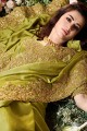 Silk Embroidered Olive Green Saree with Blouse