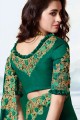 Satin & Silk Dark Teal Green Saree in Embroidered