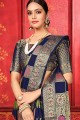Latest Ethnic Silk Saree with Weaving in Navy Blue