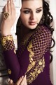 Appealing Wine Palazzo Suits with Georgette
