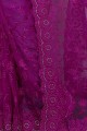 Purple Net Embroidered Saree with Blouse