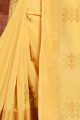 Yellow Cotton Saree with Thread