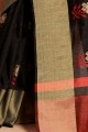 Black Saree in Cotton with Thread