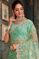 Saree in Green Net with Embroidered