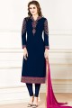 Navy Blue Georgette Churidar Suits with dupatta