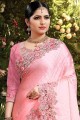 Pink Saree with Embroidered Georgette & Satin