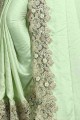 Georgette & Satin Saree with Embroidered in Pastel Green