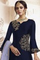 Navy Blue Sharara Suits in Georgette with Georgette