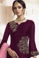 Wine  Georgette Sharara Suits with dupatta