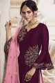 Wine  Georgette Sharara Suits with dupatta
