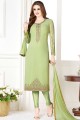 Light Green Georgette Churidar Suits with Georgette