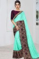 Jacquard & Silk Embroidered Sea Green Saree with Blouse