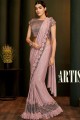 Pink Saree with Sequins Lycra