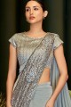 Grey Lycra Saree with Embroidered