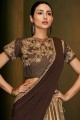 Golden Lycra Saree with Embroidered
