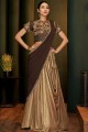 Golden Lycra Saree with Embroidered