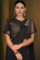 Saree in Black Lycra with Hand