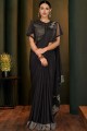 Saree in Black Lycra with Hand