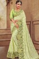 Georgette & Satin Saree with Embroidered in Light Green