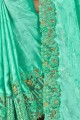 Sea Green Saree with Embroidered Georgette & Satin