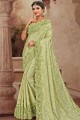 Light Green Saree with Embroidered Georgette & Satin