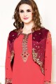 Red Georgette Churidar Suits with dupatta