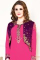 Churidar Suits in Rani Pink Georgette with Georgette