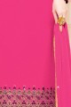 Churidar Suits in Rani Pink Georgette with Georgette