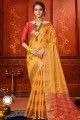 Art Silk Saree with Weaving in Mustard Yellow