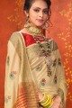 Saree in Yellow & Beige Art Silk with Weaving