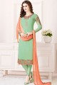 Light Green Churidar Suits in Georgette with Georgette