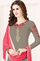 Georgette Churidar Suits with Georgette in Grey