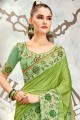 Silk Green Saree in Embroidered
