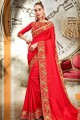 Finest Silk Saree with Embroidered in Red