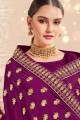 Art Silk Embroidered Purple Saree with Blouse