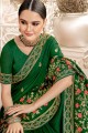 Exquisite Saree in Dark Green Art Silk with Embroidered